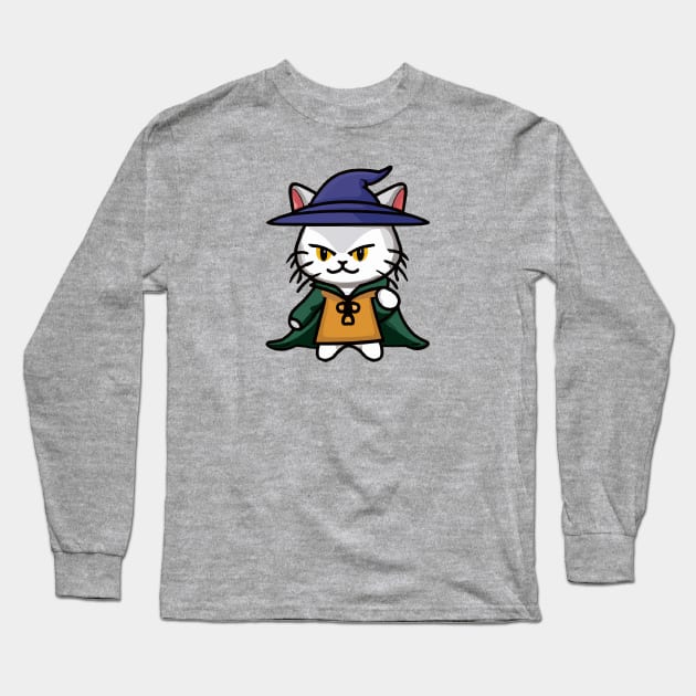 Evil Cat Wizard Long Sleeve T-Shirt by Quid's Stuff